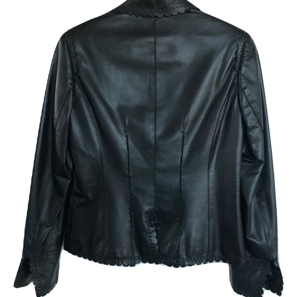 Basler Black Scalloped Edge Lamb Leather Jacket - Picture 5 of 8